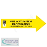 Covid-19 Social Distancing Floor Sign Arrow-shape Yellow - One Way System