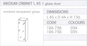 Abbey Professional - Medium Cabinet L45 - Glass Door - Smoked Tempered Glass