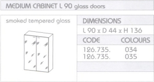 Abbey Professional - Medium Cabinet L90 - Glass Doors - Smoked Tempered Glass