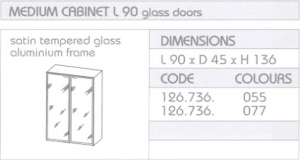 Abbey Professional - Medium Cabinet L90 - Glass Doors - Satin Tempered Glass, Aluminium Frame