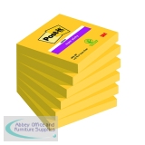 Post-it Notes Super Sticky 76x76mm Ultra Yellow 90 Sheets (Pack of 6) 654-S6