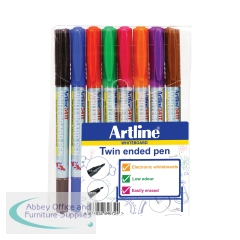 Artline 2-in-1 Whiteboard Marker Fine/Superfine Assorted (Pack of 8) EK-541T-WB