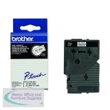 Brother P-Touch TC-201 Tape Cassette 12mm Black on White Gloss Tape TC201