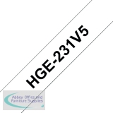 Brother HGe High Grade Labelling Tape Cassette 12mm x 8m Black on White Tape HGE231V5