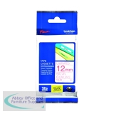 Brother P-Touch TZe Laminated Tape Cassette 12mm x 8m Red on Clear Tape TZE132