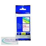 Brother P-Touch TZe Laminated Tape Cassette 24mm x 8m Red on White Tape TZE252