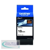 Brother P-Touch Stencil Tape Cassette 18mm x 3m Black on White Tape STE-141