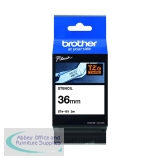 Brother P-Touch Stencil Tape Cassette 36mm x 3m Black on White Tape STE-161