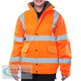 High Visibility Fleece Lined Bomber Jacket Orange Medium