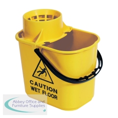 2Work Plastic Mop Bucket With Wringer 15 Litre Yellow CNT00691