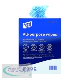 Cloths On A Roll All-purpose Wipes Antibacterial Dispenser Box 220x370mm Blue (Pack of 200) 100247BU