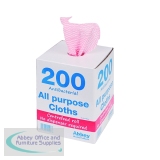 Anti-bacterial Cloths on a Roll 220x370mm Red (Pack of 200) 100247