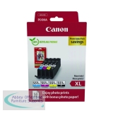 Canon CLI-551XL Inkjet Cartridges + Glossy Photo Paper Value Pack High Yield CMYK 6443B008