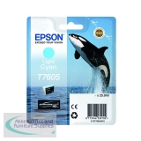 Epson T7605 Ink Cartridge Ultra Chrome HD Killer Whale Light Cyan C13T76054010