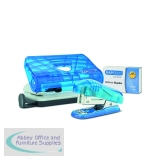 Rapesco 2 Hole Punch Mini Stapler and 26/6mm Staples Set Transparent Blue