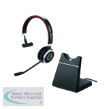 Jabra Evolve 65 SE UC Monaural Wireless Headset Link380 USB-A Adapter + Charging Stand 6593-833-499