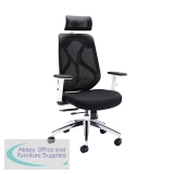 Stealth High Mesh Back Operator Chair Headrest Adjustable Arms 660x660x1140-1240 White/Black KF70060