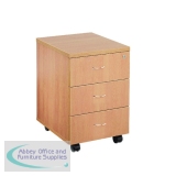 Jemini Beech 3 Drawer Mobile Pedestal KF72084