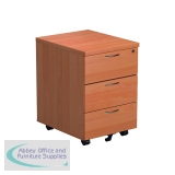 Jemini 3 Drawer Mobile Pedestal 400x500x595mm Beech KF74484