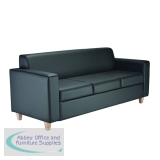 Jemini Iceberg 3 Seater Sofa 1930x750x800mm Wooden Feet Polyurethane Black KF78028