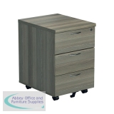 Jemini 3 Drawer Mobile Pedestal 400x500x595mm Grey Oak KF78945