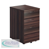 Jemini 3 Drawer Tall Mobile Pedestal 404x500x690mm Walnut KF78946