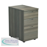 Jemini 3 Drawer Desk High Pedestal 404x600x730mm Grey Oak KF78949