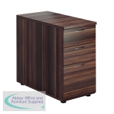 Jemini 3 Drawer Desk High Pedestal 404x800x730mm Walnut KF78950