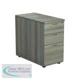 Jemini 3 Drawer Desk High Pedestal 404x800x730mm Grey Oak KF78951