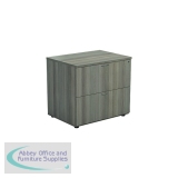 Jemini 2 Drawer Desk Side Filing Cabinet 800x600x730mm Grey Oak KF78953