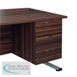 Jemini 3 Drawer Fixed Pedestal 400x500x495mm Dark Walnut KF79867