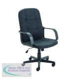 Jemini Jack 2 Executive Swivel Chair with Fixed Arms 620x600x1020-1135mm Fabric Charcoal KF79889