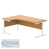 Astin Radial Left Hand Single Upright Desk 1800x1200x730mm Beech/White KF800052