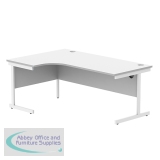 Astin Radial Left Hand Single Upright Desk 1800x1200x730mm White/White KF800055