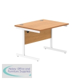 Astin Rectangular Single Upright Cantilever Desk 800x800x730mm Beech/White KF800075