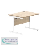 Astin Rectangular Single Upright Cantilever Desk 800x800x730mm Oak/White KF800077