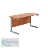 Jemini Single Rectangular Desk 1200x600x730mm Beech/Silver KF800406