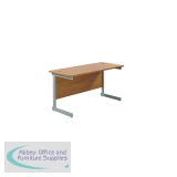 Jemini Single Rectangular Desk 1200x600x730mm Nova Oak/Silver KF800428