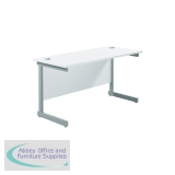 Jemini Single Rectangular Desk 1200x600x730mm White/Silver KF800431