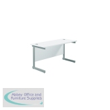 Jemini Single Rectangular Desk 1400x600x730mm White/Silver KF800559