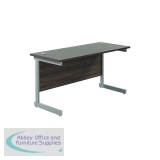 Jemini Single Rectangular Desk 1400x600x730mm Dark Walnut/Silver KF800571