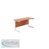 Jemini Single Rectangular Desk 1400x600x730mm Beech/White KF800587