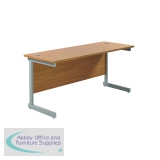 Jemini Single Rectangular Desk 1600x600x730mm Nova Oak/Silver KF800660