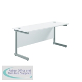 Jemini Single Rectangular Desk 1600x600x730mm White/Silver KF800676