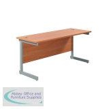 Jemini Single Rectangular Desk 1800x600x730mm Beech/Silver KF800766