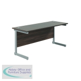 Jemini Single Rectangular Desk 1800x600x730mm Dark Walnut/Silver KF800815