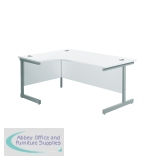 Jemini Radial Left Hand Cantilever Desk 1600x1200x730mm White/Silver KF801756