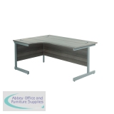 Jemini Radial Left Hand Cantilever Desk 1800x1200x730mm Grey Oak/Silver KF801970