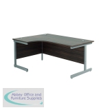 Jemini Radial Left Hand Cantilever Desk 1800x1200x730mm Dark Walnut/Silver KF802010