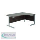 Jemini Radial Right Hand Cantilever Desk 1800x1200x730mm Dark Walnut/Silver KF802073